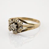 Goldring mit Diamantblüte im Stil des frühen 20. Jahrhunderts