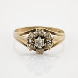 Goldring mit Diamantblüte im Stil des frühen 20. Jahrhunderts