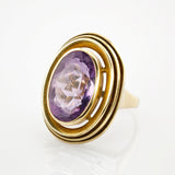 Goldring mit Amethyst im Stil der 1970er Jahre