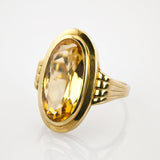 Goldring mit Citrin im Stil der 1960er Jahre