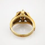 Goldring mit Perlen und Diamanten im Art-Déco-Stil