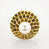 Goldring mit Perle im Stil der 1960er Jahre