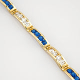 Goldarmband mit blauem Spinell und Quarz im Art-Déco-Stil