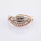 Ring Roségold Glassteine Blattmotiv im Stil des Jugendstil