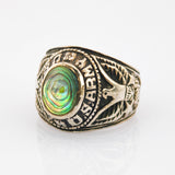 Silberring mit Abalone Muschel-Cabochon mit US ARMY Gravur