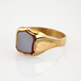 Goldring mit Kamee zweifarbig um 1950