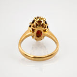 Goldring mit Granatbesatz oval Traubenform um 1970