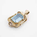 Silberanhänger mit Topas hellblau ornamental um 1950