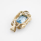 Silberanhänger mit Topas hellblau ornamental um 1950