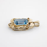 Silberanhänger mit Topas hellblau ornamental um 1950