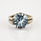 Silberring mit hellblauem Topas Mid-Century um 1960