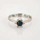 Ring Weißgold mit Saphir und Diamanten um 1970