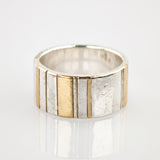Ring aus Silber und Gold geometrisch modern um 1970