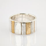 Ring aus Silber und Gold geometrisch modern um 1970