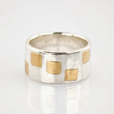 Ring aus Silber und Gold geometrisch modern um 1970