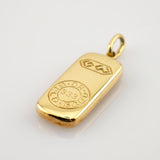 Rechteckiger Goldanhänger mit polierter Oberfläche und sechseckigem Logo, gestempelt mit 333 Gold.